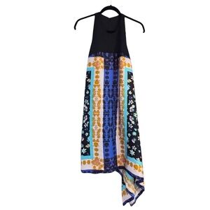 Colorful Dress with Geometric Print And Handkerchief Style Bottom